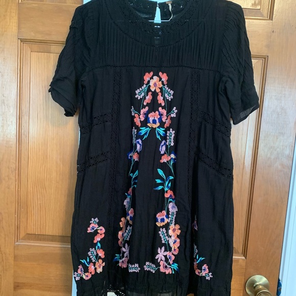 Free People Dresses & Skirts - Free People Embroidered Smocked Victorian Dress